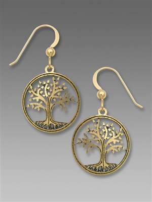 Sienna Sky Earrings-Gold Tone Tree of Life Filigree Disc
