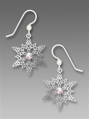 Sienna Sky Earrings- Silver Tone Filigree Snowflake