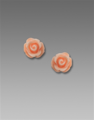 Sienna Sky Earrings- 3D Peachy Pink Resin Rose Post