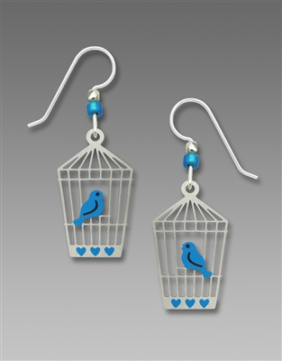 Sienna Sky Earrings - Bluebird in Open Cage