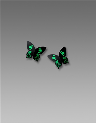 Seinna Sky Earrings-Emerald Green 3-D Small Butterfly Post