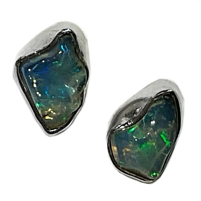 Sterling Silver Post Earrings- Ethiopian Opal