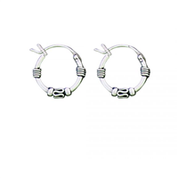 Sterling Silver Bali Hoop Earrings- Tiny