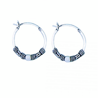 Sterling Silver Bali Hoop Earrings- Small