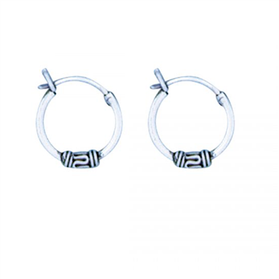 Sterling Silver Bali Hoop Earrings- Tiny