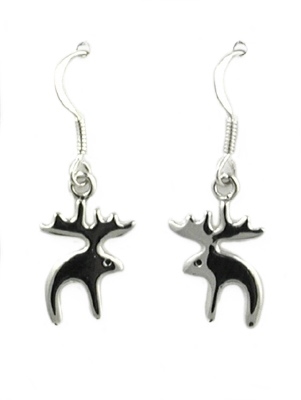 Sterling Silver Dangle Earrings- Petite Moose