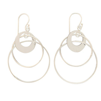 Sterling Silver Drop Earrings- Triple Circle