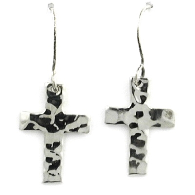 Sterling Silver Dangle Earrings- Cross
