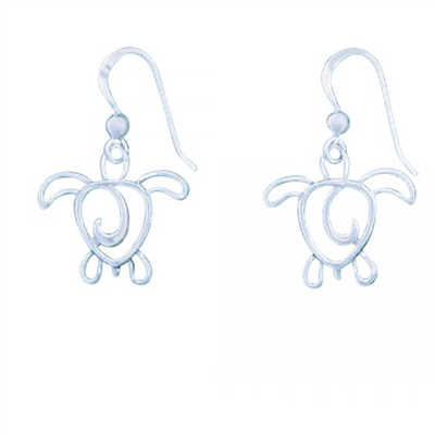 Sterling Silver Drop Earrings- Sea Turtle