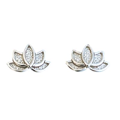 Sterling Silver Post Earrings- Lotus Flower