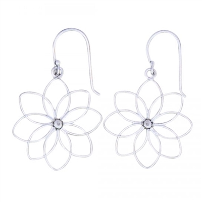 Sterling Silver Drop Earrings- 8 Petal Flower