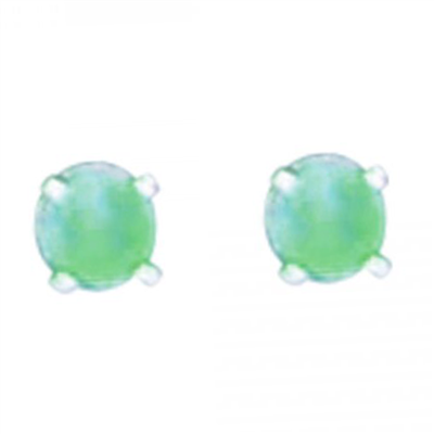 Sterling Silver Post Earrings- Lab Created Opal - Green
