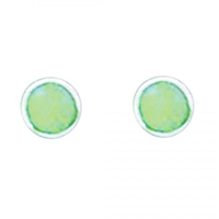 Sterling Silver Post Earrings- Lab Created Opal -Green