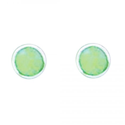 Sterling Silver Post Earrings- Lab Created Opal -Green