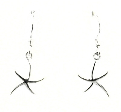 Sterling Silver Dangle Earrings- Petite Starfish