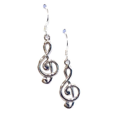 Sterling Silver Dangle Earrings- Treble Clef