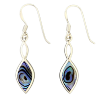 Sterling Silver Dangle Earrings- Abalone- Infinity