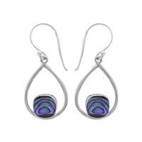 Sterling Silver Dangle Earrings- Abalone- Open Teardrop