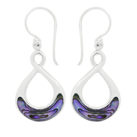Sterling Silver Dangle Earrings- Abalone- Diamond