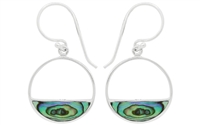 Sterling Silver Dangle Earrings- Abalone- Half Filled Circle