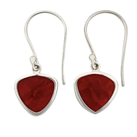 Sterling Silver Earrings- Red Coral