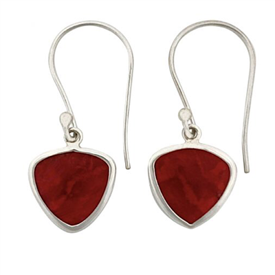 Sterling Silver Earrings- Red Coral