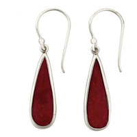 Sterling Silver Earrings- Red Coral