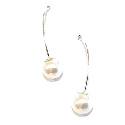 Sterling Silver Dangle Earrings- Glass Pearl