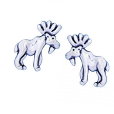 Sterling Silver Post Earrings- Moose