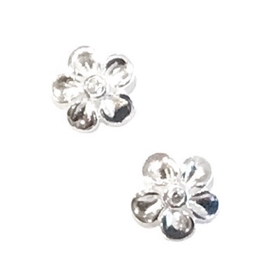 Sterling Silver Post Earrings- Buttercup Blossom with CZ