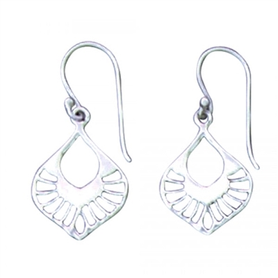 Sterling Silver Drop Earrings- Fanned Teardrop