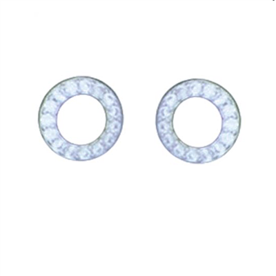 Sterling Silver Post Earrings- Micro Pave CZ Circle