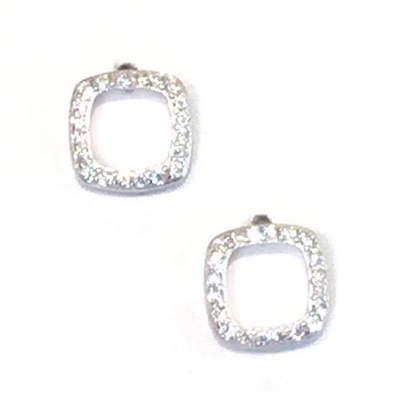 Sterling Silver Post Earrings- Cubic Zirconia Diamond Shape