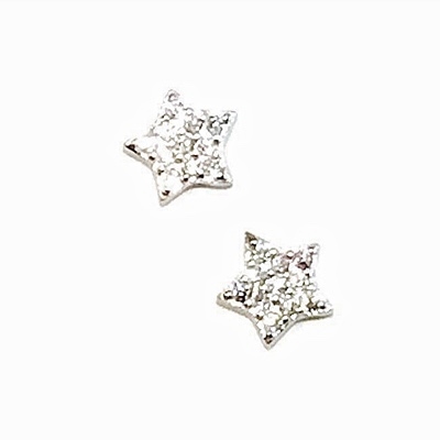 Sterling Silver Post Earrings- Cubic Zirconia Tiny Stars