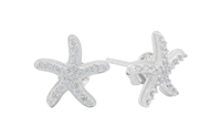 Sterling Silver Post Earrings- CZ Studded Starfish