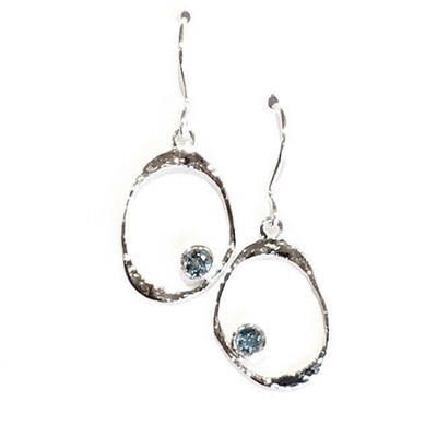 Sterling Silver Dangle Earrings- Blue Topaz