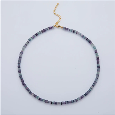 Gold Filled Beaded Necklace- Fluorite