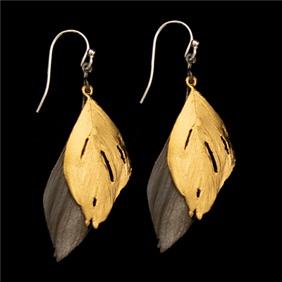 Feather Two Tone Earrings