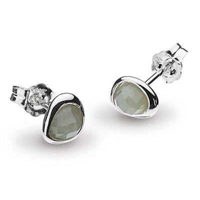 Sterling Silver Post Earrings-"Mini Pebble" Faceted Labradorite
