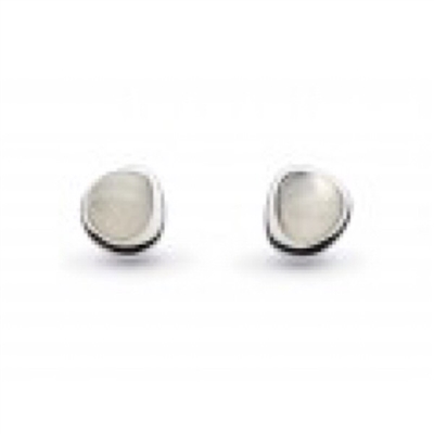 Sterling Silver Post Earrings-"Pebble" Faceted Moonstone