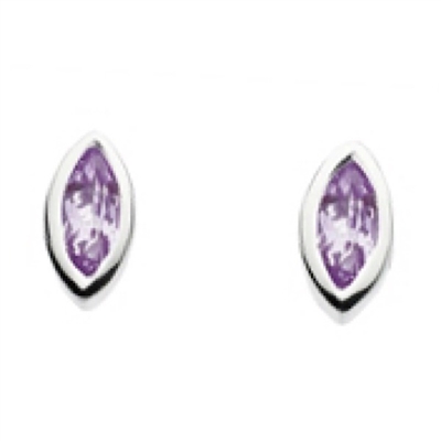 Sterling Silver Stud Earrings- Amethyst