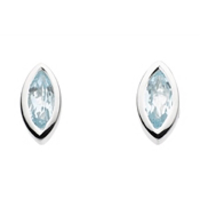 Sterling Silver Stud Earrings-Blue Topaz