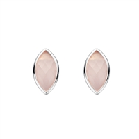 Sterling Silver Post Earrings-  Pink Chalcedony