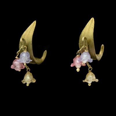 Lily of the Valley Multi Color Post Hoop Earrings