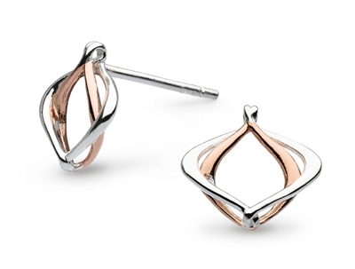 Sterling Silver & Rose Gold Plated Post Earrings- "Infinity- Alicia"