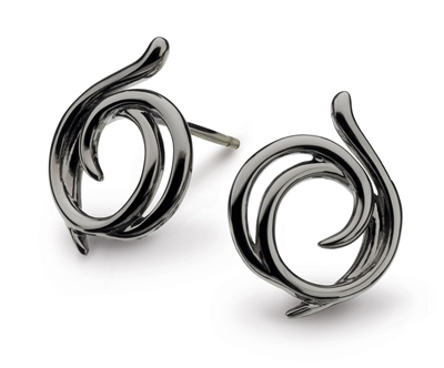 Ruthenium Plated Sterling Silver "Twine Helix" Grand Stud Earrings
