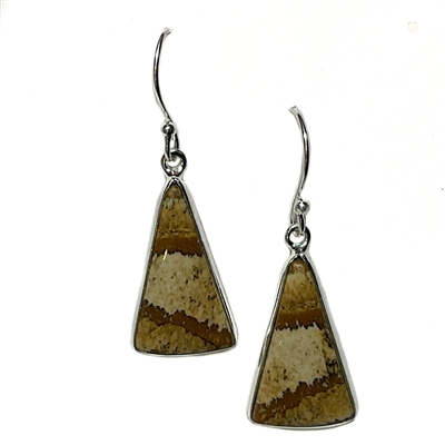 Sterling Silver Drop Earrings- Picture Jasper