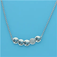Sterling Silver Necklace- 5 Circles with White Topaz