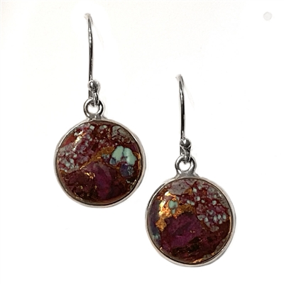 Sterling Silver Earrings- Copper with Purple Turquoise