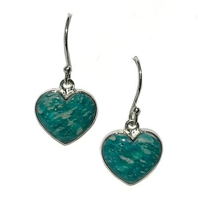 Sterling Silver Heart Shaped Amazonite Earrings